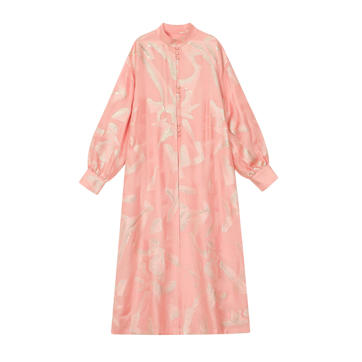 Gilded Pink Long Shirt — full front view with long sleeves and gold-toned pattern