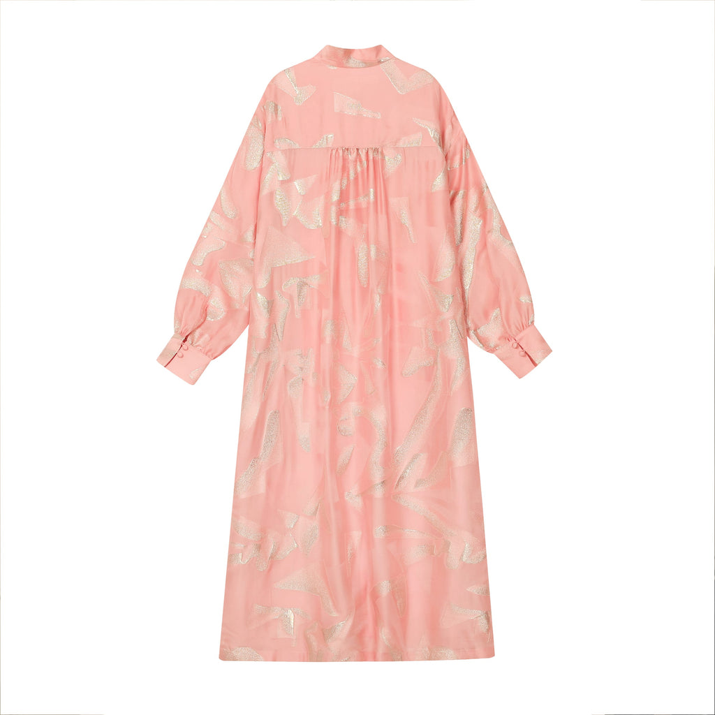 Gilded Pink Long Shirt — back view showing the gathered yoke and long silhouette