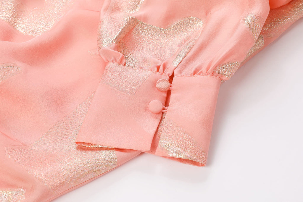 Gilded Pink Long Shirt — buttoned cuff detail