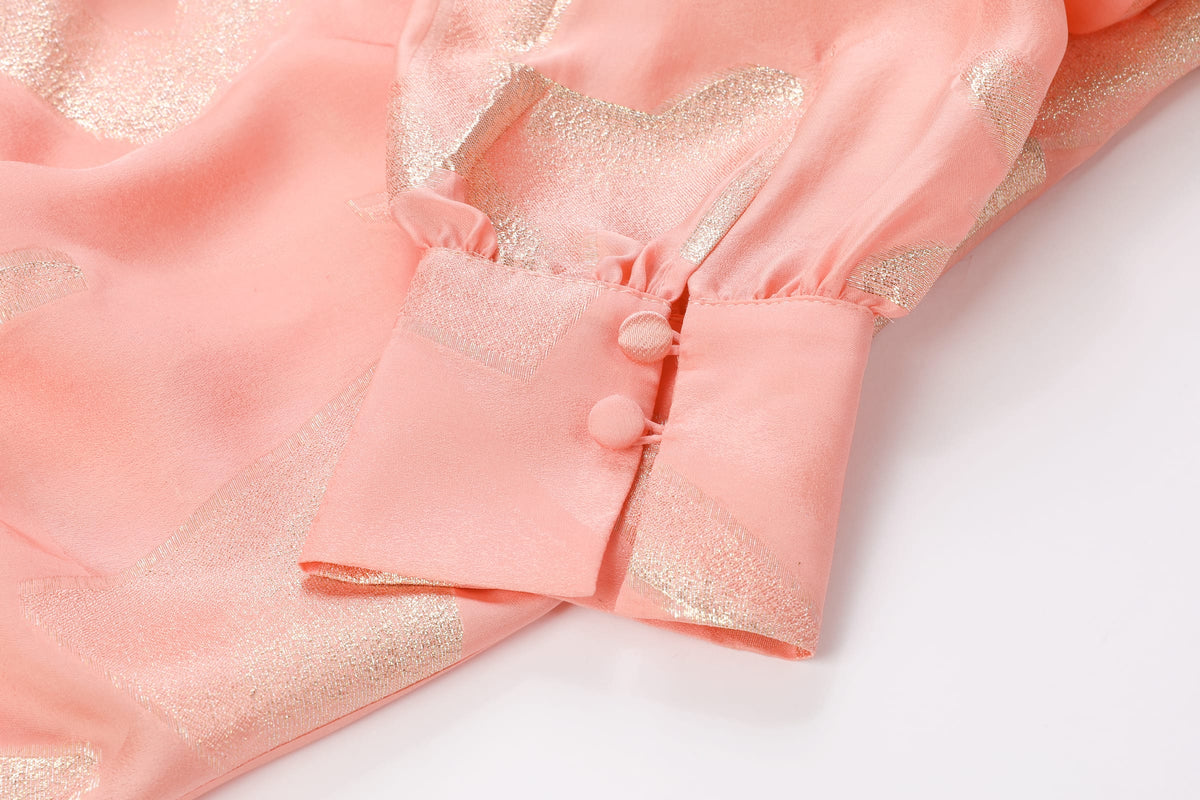 Gilded Pink Long Shirt — buttoned cuff detail