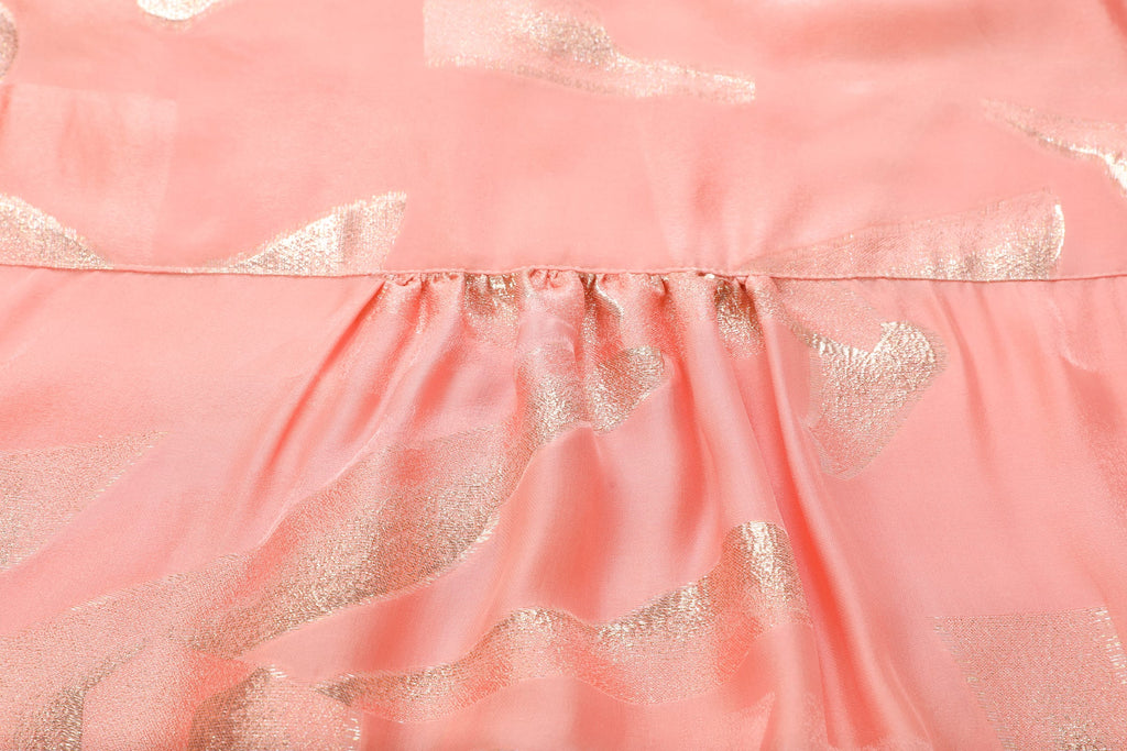 Gilded Pink Long Shirt — gathered back-yoke detail