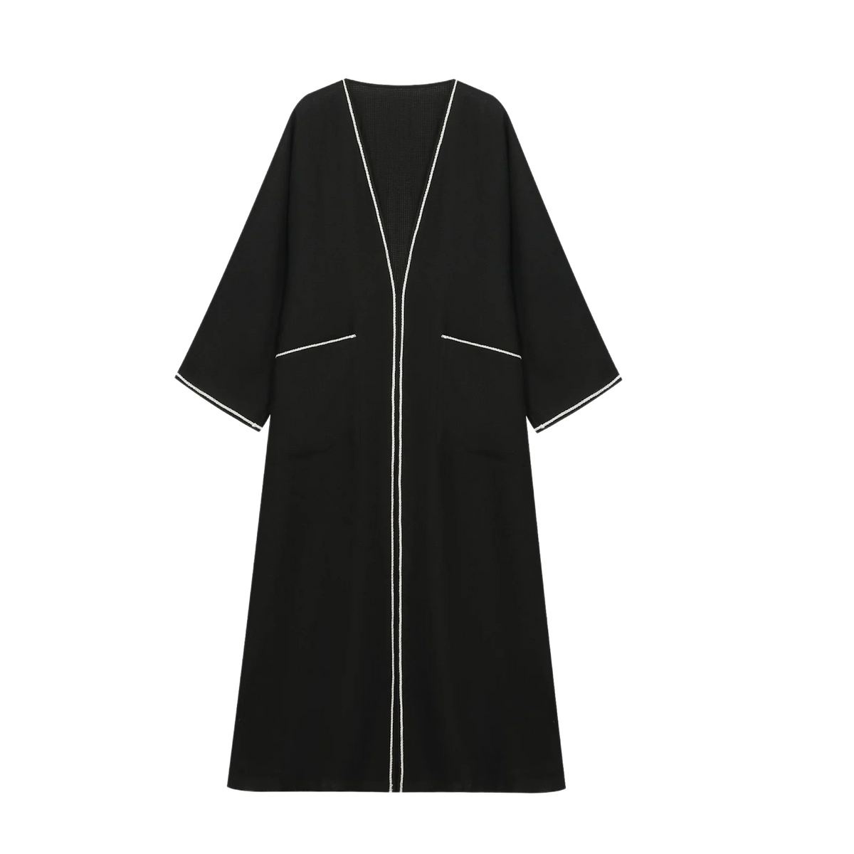 Waffle-Weave Duster Abaya Black - image 1
