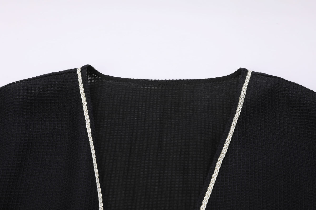 Waffle-Weave Duster Abaya Black - image 4
