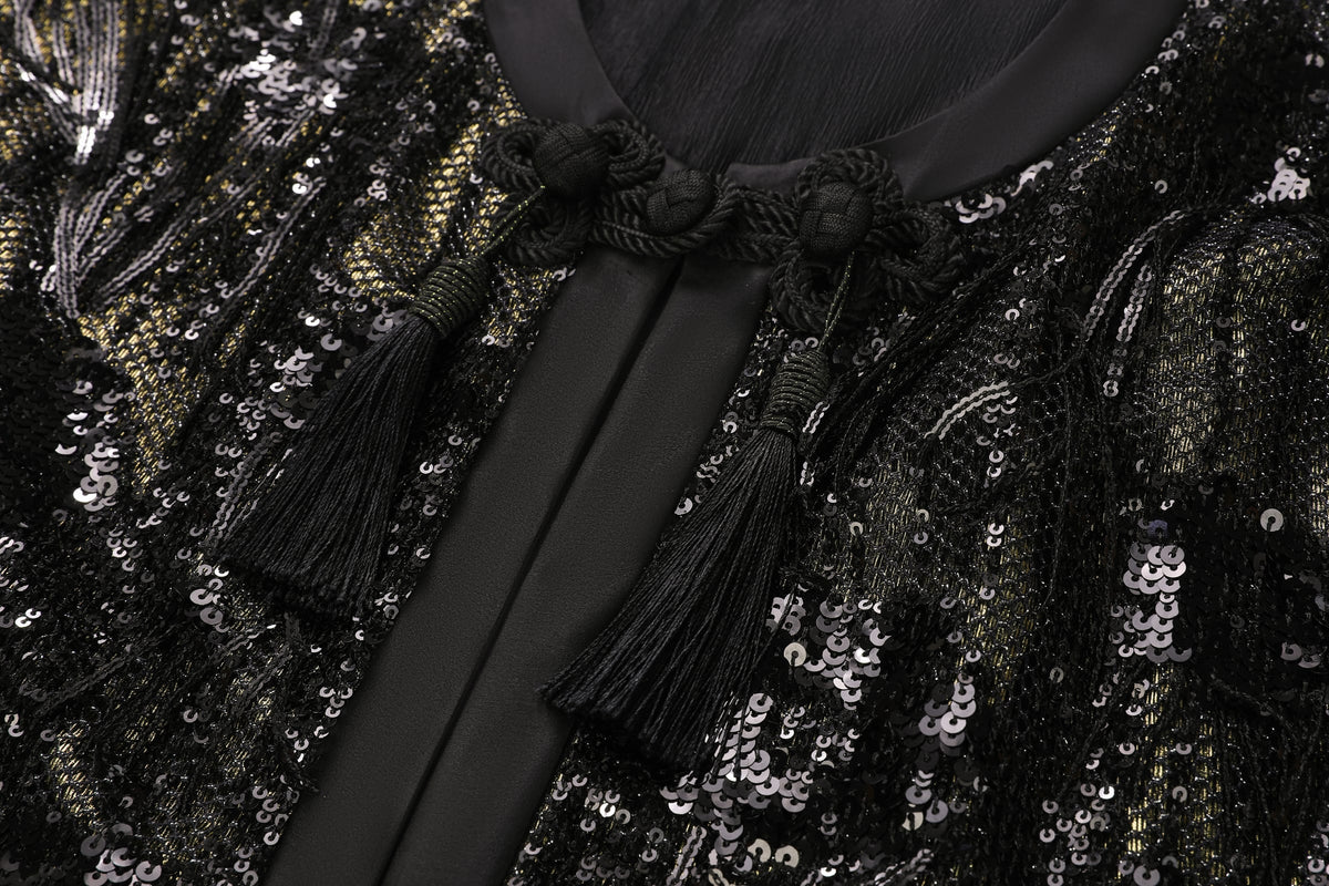 Sequin Fringe Cape Abaya - image 5
