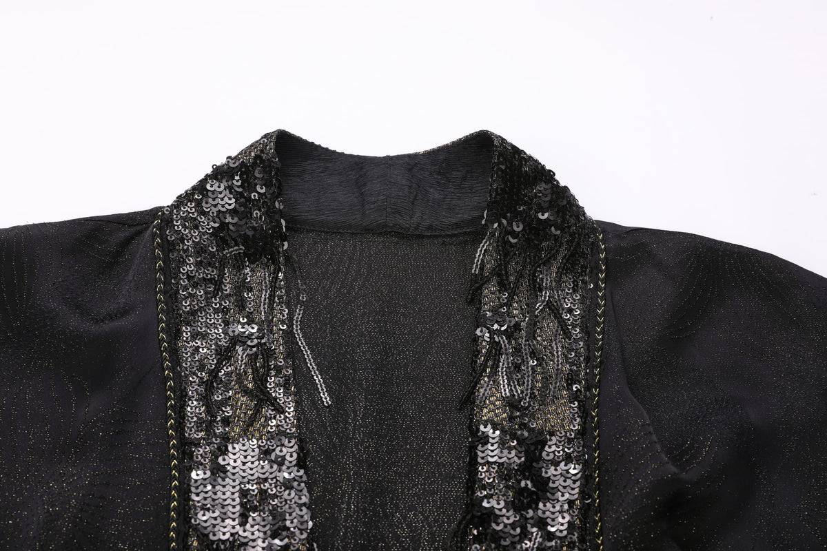 Metallic Knit Fringe Abaya - image 5